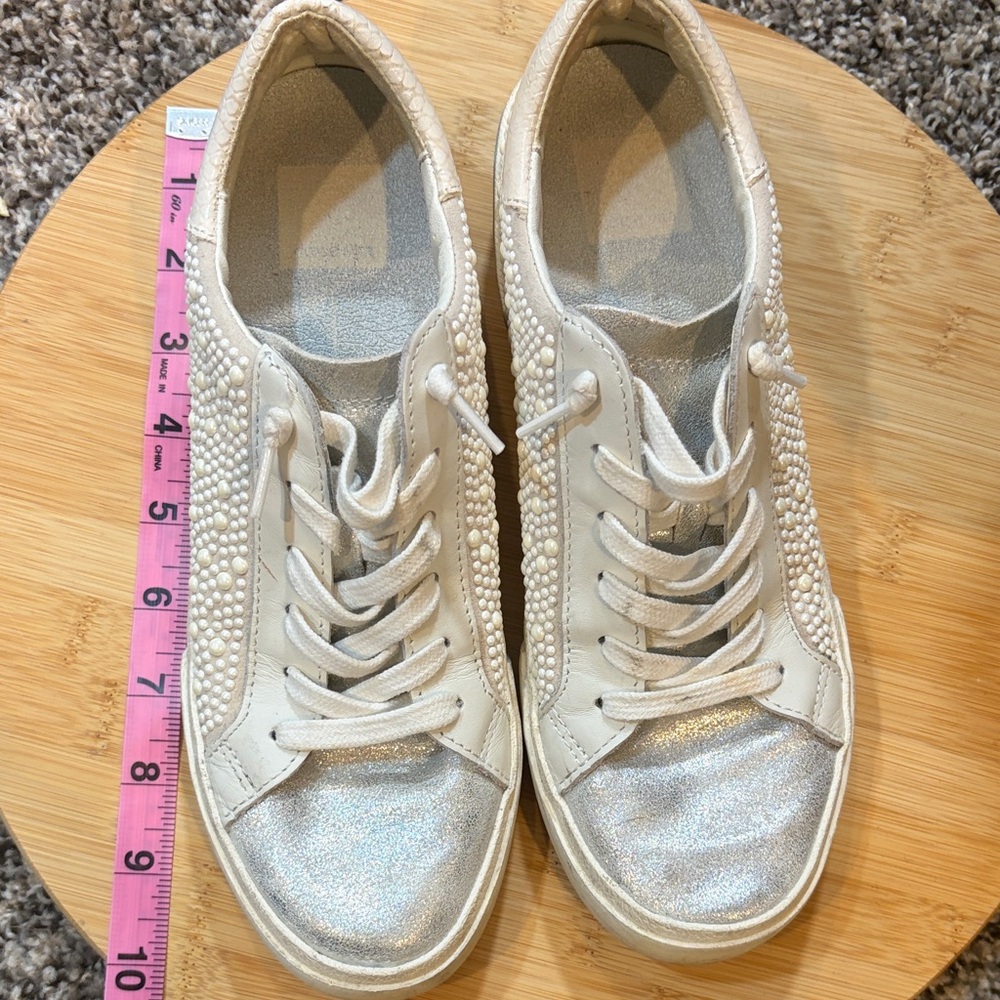 Dolce Vita White and Silver Pearl Sneakers